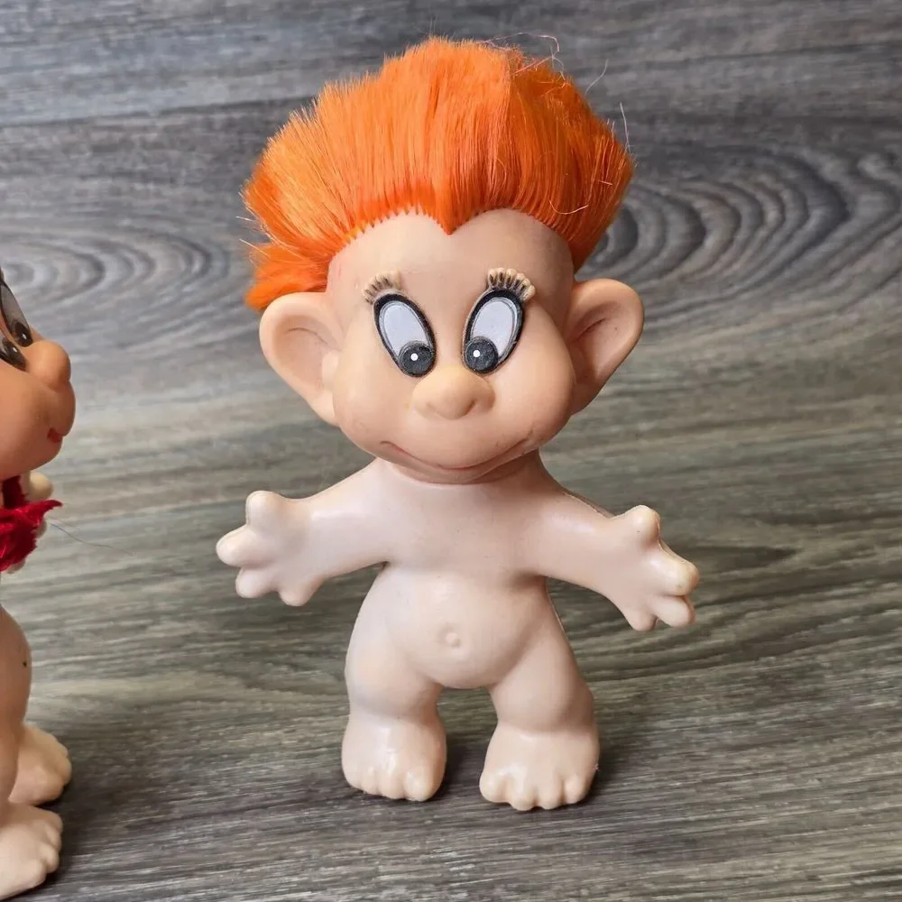Vintage‎ Troll Doll 1968 LEFLEX Made in France Lot of 2 Norwegian Troll Fantasy
